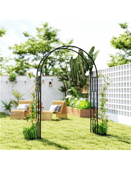 Outsunny Steel Garden Arch, 2.2m High x 1.5m Wide Metal Garden Trellis for Climbing Plants Roses Wisteria Vines, Outdoor Wedding - pic 155650 | FastDaddyshop