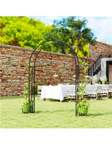 Outsunny Steel Garden Arch, 2.2m High x 1.5m Wide Metal Garden Trellis for Climbing Plants Roses Wisteria Vines, Outdoor Wedding