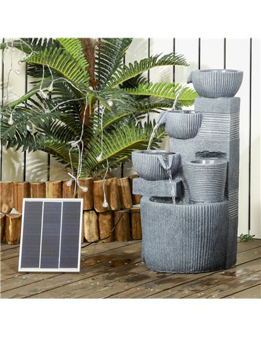 Outsunny Solar Powered Outdoor Water Fountain - Dark Grey