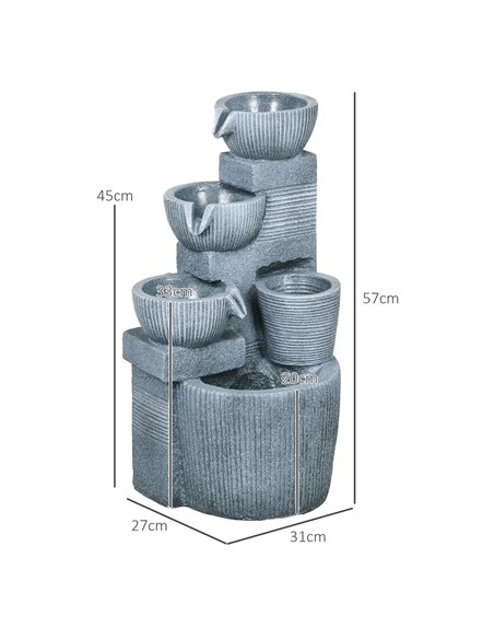 Outsunny Solar Powered Outdoor Water Fountain - Dark Grey - pic 155654 | FastDaddyshop