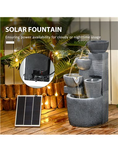 Outsunny Solar Powered Outdoor Water Fountain - Dark Grey