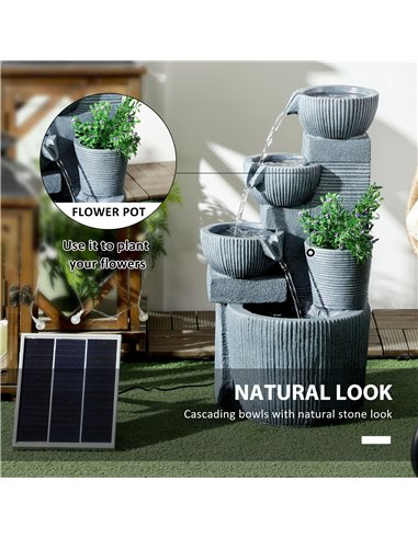 Outsunny Solar Powered Outdoor Water Fountain - Dark Grey