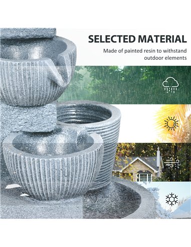 Outsunny Solar Powered Outdoor Water Fountain - Dark Grey