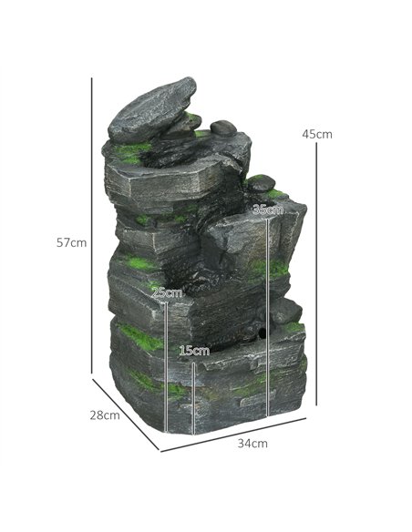 Outsunny Garden Water Feature with LED Lights - Dark Grey - pic 155663 | FastDaddyshop
