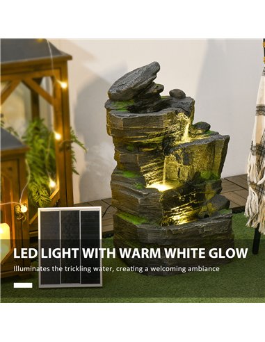 Outsunny Garden Water Feature with LED Lights - Dark Grey