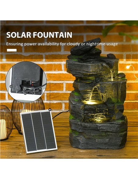 Outsunny Garden Water Feature with LED Lights - Dark Grey - pic 155665 | FastDaddyshop