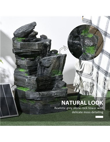 Outsunny Garden Water Feature with LED Lights - Dark Grey