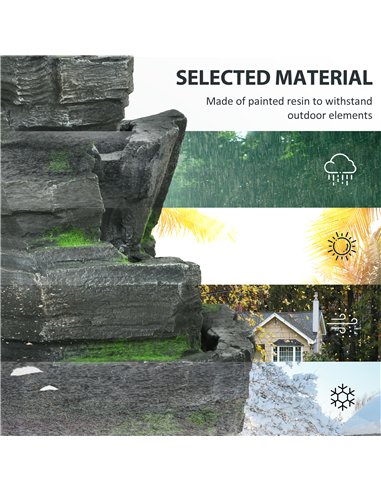 Outsunny Garden Water Feature with LED Lights - Dark Grey