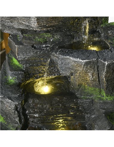 Outsunny Garden Water Feature with LED Lights - Dark Grey