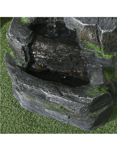 Outsunny Garden Water Feature with LED Lights - Dark Grey