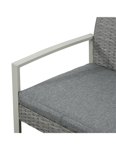 Outsunny 4 PCs PE Rattan Wicker Sofa Set with Coffee Table, Cushion, Grey - pic 15567 | FastDaddyshop
