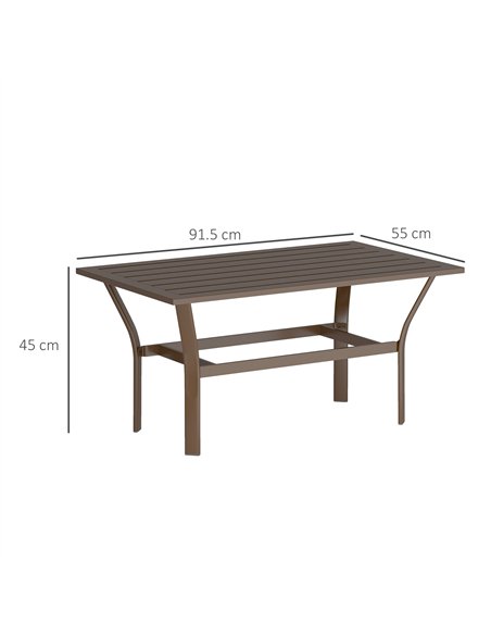 Outsunny Metal Garden Coffee Table, Rectangular Outdoor Side Table with Slatted Tabletop, Foot Pads for Outside, Garden, Balcony - pic 155672 | FastDaddyshop