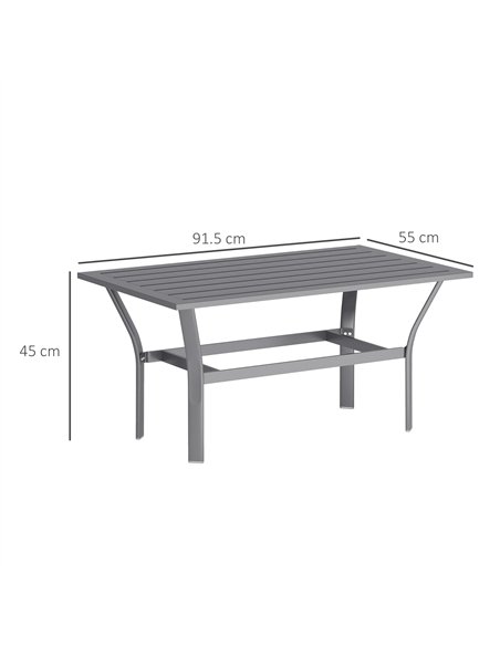 Outsunny Metal Garden Coffee Table, Rectangular Outdoor Side Table with Slatted Tabletop, Foot Pads for Outside, Garden, Balcony - pic 155681 | FastDaddyshop