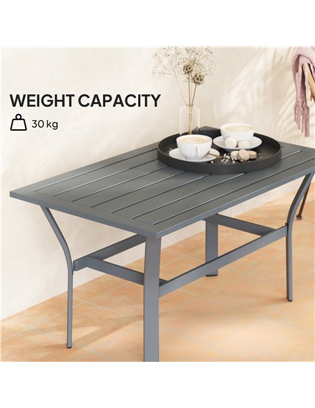 Outsunny Metal Garden Coffee Table, Rectangular Outdoor Side Table with Slatted Tabletop, Foot Pads for Outside, Garden, Balcony - pic 155684 | FastDaddyshop