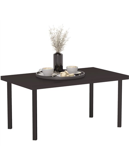 Outsunny Metal Garden Coffee Table, Rectangular Outdoor Side Table with Woodgrain Tabletop, Foot Pads for Outside, Garden, Balco - pic 155688 | FastDaddyshop