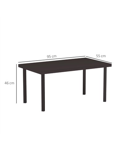 Outsunny Metal Garden Coffee Table, Rectangular Outdoor Side Table with Woodgrain Tabletop, Foot Pads for Outside, Garden, Balco