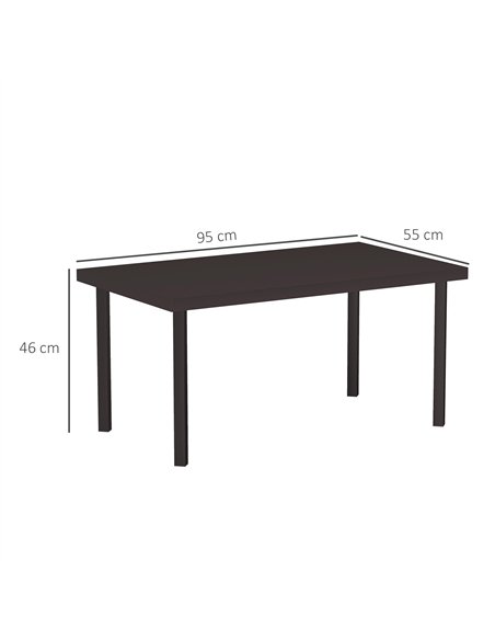 Outsunny Metal Garden Coffee Table, Rectangular Outdoor Side Table with Woodgrain Tabletop, Foot Pads for Outside, Garden, Balco - pic 155690 | FastDaddyshop