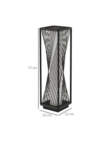 Outsunny Garden Rattan Lamp, 77 cm Tall Solar Rattan Floor Lamp, Solar Garden Light with Auto On/Off LED Lights, IP44 Waterproof