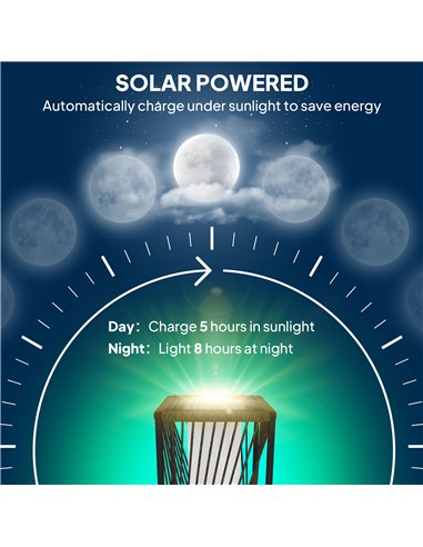 Outsunny Garden Rattan Lamp, 77 cm Tall Solar Rattan Floor Lamp, Solar Garden Light with Auto On/Off LED Lights, IP44 Waterproof