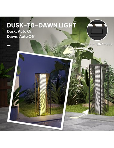 Outsunny Garden Rattan Lamp, 77 cm Tall Solar Rattan Floor Lamp, Solar Garden Light with Auto On/Off LED Lights, IP44 Waterproof