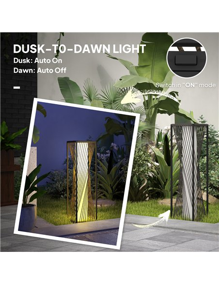 Outsunny Garden Rattan Lamp, 77 cm Tall Solar Rattan Floor Lamp, Solar Garden Light with Auto On/Off LED Lights, IP44 Waterproof - pic 155701 | FastDaddyshop
