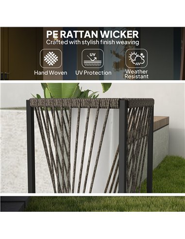 Outsunny Garden Rattan Lamp, 77 cm Tall Solar Rattan Floor Lamp, Solar Garden Light with Auto On/Off LED Lights, IP44 Waterproof