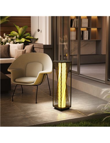 Outsunny Garden Rattan Lamp, 77 cm Tall Solar Rattan Floor Lamp, Solar Garden Light with Auto On/Off LED Lights, IP44 Waterproof