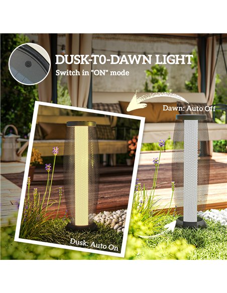 Outsunny Garden Solar Lamp, 71.5 cm Tall Metal Floor Lamp, Auto On/Off LED Solar Garden Light with Metal Wire Shade, IP44 for Ou - pic 155710 | FastDaddyshop