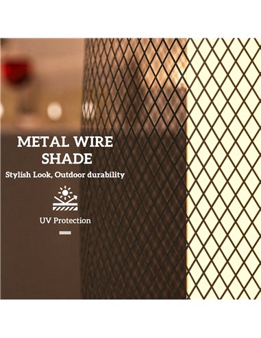 Outsunny Garden Solar Lamp, 71.5 cm Tall Metal Floor Lamp, Auto On/Off LED Solar Garden Light with Metal Wire Shade, IP44 for Ou