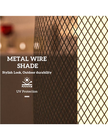 Outsunny Garden Solar Lamp, 71.5 cm Tall Metal Floor Lamp, Auto On/Off LED Solar Garden Light with Metal Wire Shade, IP44 for Ou - pic 155711 | FastDaddyshop