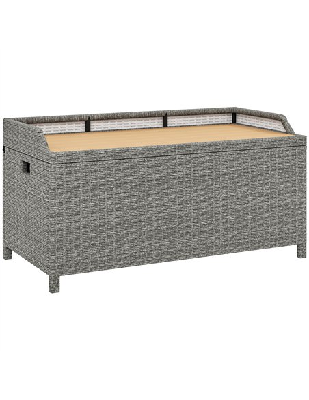 Outsunny 130 L Rattan Garden Storage Box, with Seat - Grey - pic 155724 | FastDaddyshop