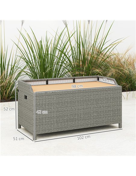 Outsunny 130 L Rattan Garden Storage Box, with Seat - Grey - pic 155726 | FastDaddyshop