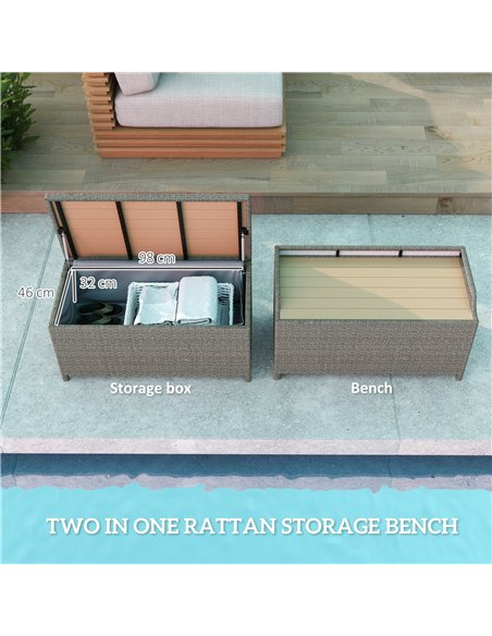Outsunny 130 L Rattan Garden Storage Box, with Seat - Grey - pic 155727 | FastDaddyshop