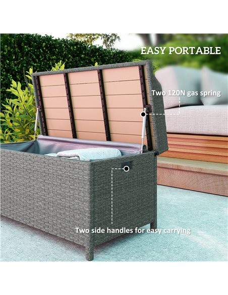 Outsunny 130 L Rattan Garden Storage Box, with Seat - Grey - pic 155728 | FastDaddyshop