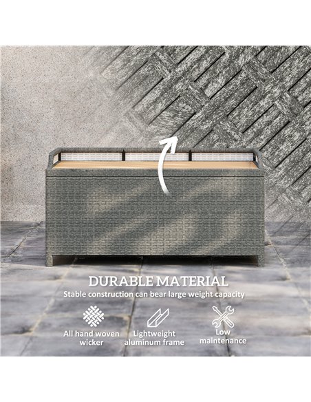 Outsunny 130 L Rattan Garden Storage Box, with Seat - Grey - pic 155729 | FastDaddyshop