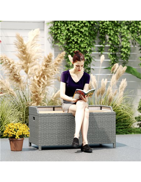 Outsunny 130 L Rattan Garden Storage Box, with Seat - Grey - pic 155730 | FastDaddyshop