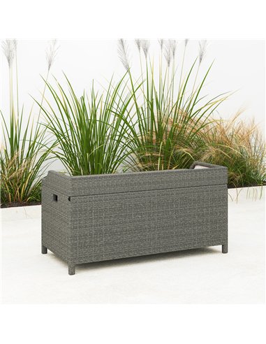 Outsunny 130 L Rattan Garden Storage Box, with Seat - Grey