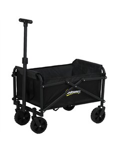 Outsunny 41L Festival Trolley on Wheels, Small Garden Folding Trolley Cart, 60kg Heavy Duty Collapsible Folding Wagon with Adjus