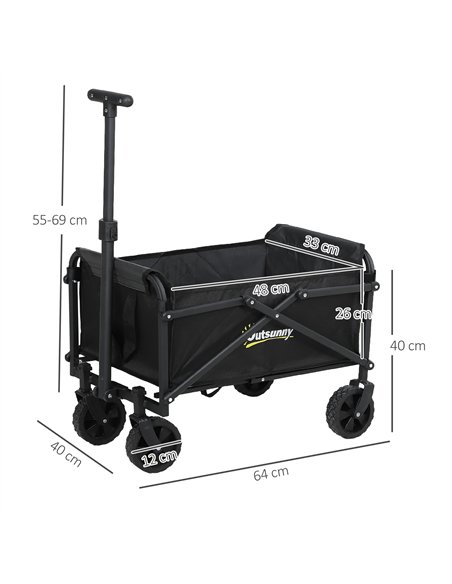Outsunny 41L Festival Trolley on Wheels, Small Garden Folding Trolley Cart, 60kg Heavy Duty Collapsible Folding Wagon with Adjus - pic 155735 | FastDaddyshop
