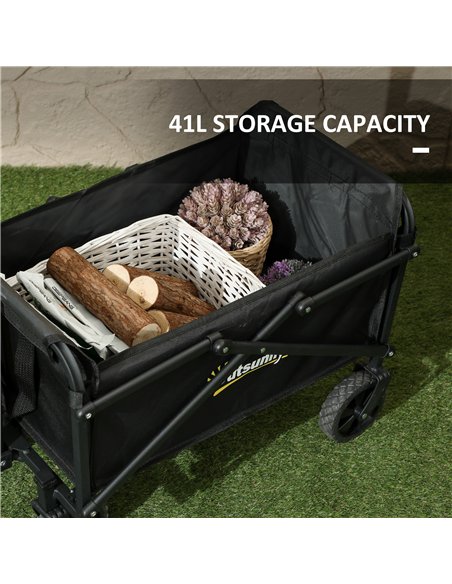 Outsunny 41L Festival Trolley on Wheels, Small Garden Folding Trolley Cart, 60kg Heavy Duty Collapsible Folding Wagon with Adjus - pic 155736 | FastDaddyshop