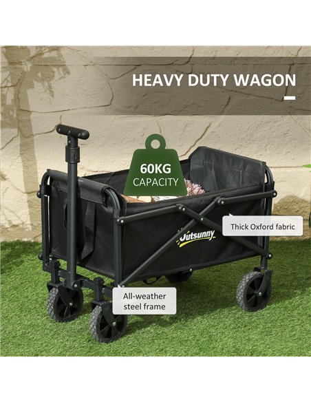 Outsunny 41L Festival Trolley on Wheels, Small Garden Folding Trolley Cart, 60kg Heavy Duty Collapsible Folding Wagon with Adjus - pic 155737 | FastDaddyshop