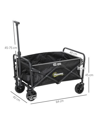 Outsunny 62L Festival Trolley on Wheels, Garden Folding Trolley Cart, 120kg Heavy Duty Collapsible Folding Wagon with Adjustable