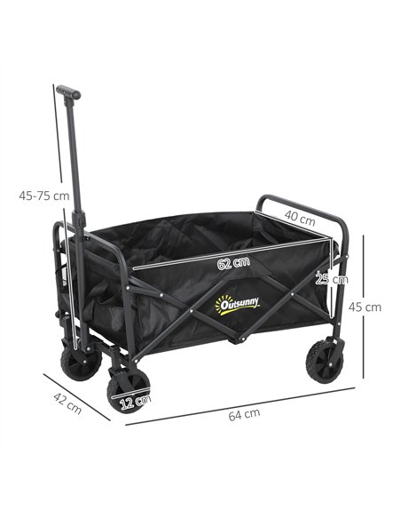 Outsunny 62L Festival Trolley on Wheels, Garden Folding Trolley Cart, 120kg Heavy Duty Collapsible Folding Wagon with Adjustable - pic 155744 | FastDaddyshop