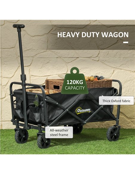 Outsunny 62L Festival Trolley on Wheels, Garden Folding Trolley Cart, 120kg Heavy Duty Collapsible Folding Wagon with Adjustable - pic 155746 | FastDaddyshop