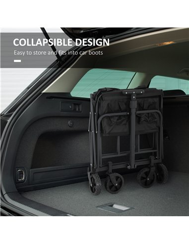 Outsunny 62L Festival Trolley on Wheels, Garden Folding Trolley Cart, 120kg Heavy Duty Collapsible Folding Wagon with Adjustable