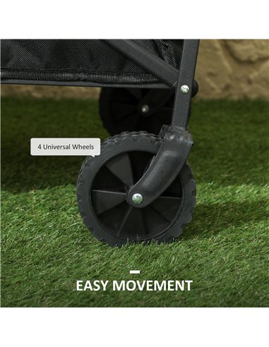 Outsunny 62L Festival Trolley on Wheels, Garden Folding Trolley Cart, 120kg Heavy Duty Collapsible Folding Wagon with Adjustable