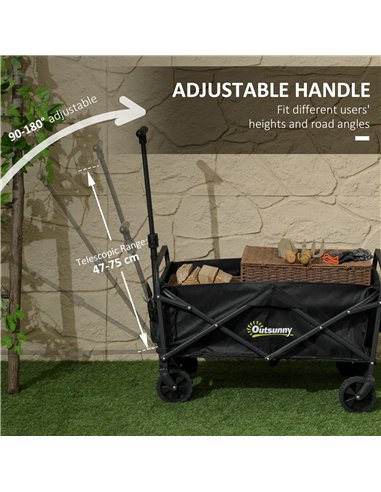 Outsunny 62L Festival Trolley on Wheels, Garden Folding Trolley Cart, 120kg Heavy Duty Collapsible Folding Wagon with Adjustable