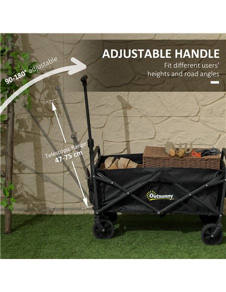 Outsunny 62L Festival Trolley on Wheels, Garden Folding Trolley Cart, 120kg Heavy Duty Collapsible Folding Wagon with Adjustable - pic 155749 | FastDaddyshop