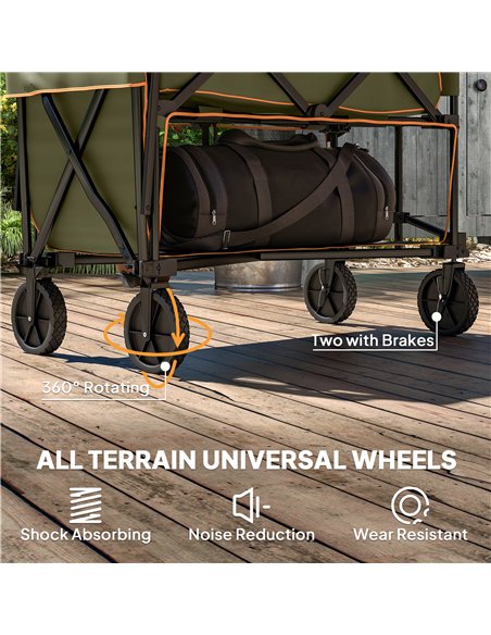 Outsunny Double Decker Folding Trolley on Wheels, 200KG & 350L Capacity Collapsible Wagon Festival Trolley Cart with 134cm Exten - pic 155755 | FastDaddyshop