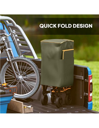 Outsunny Double Decker Folding Trolley on Wheels, 200KG & 350L Capacity Collapsible Wagon Festival Trolley Cart with 134cm Exten